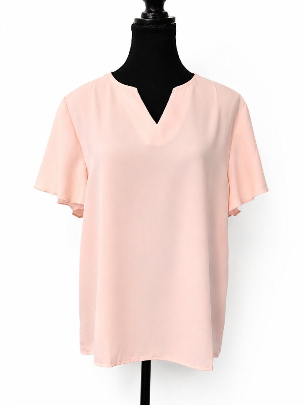 NWOT - Women’s Flutter Sleeve V-Neck Blouse - Pink - L